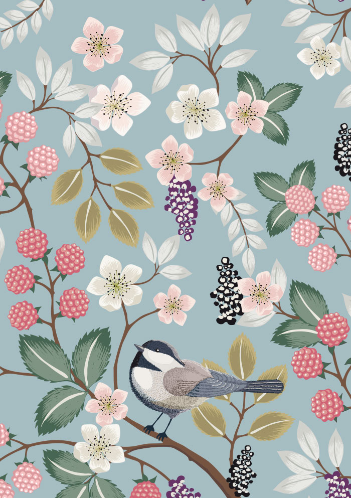 Kleine Kartengrüße - Vogel und Blüten, illustriert Kleine Kartengrüße - Vogel und Blüten, illustriert