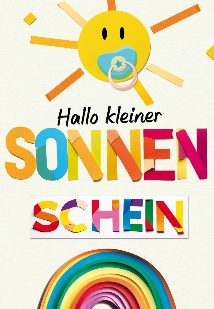 Geburt - Sonne, Regenbogen aus bunten Papier Geburt - Sonne, Regenbogen aus bunten Papier