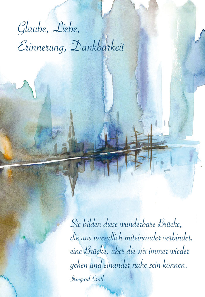 Trauer Doppelkarte -Aquarell,  See Trauer Doppelkarte -Aquarell,  See